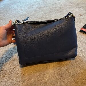 Elegant Blue Leather Shoulder Bag